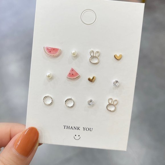 Jewelry - 925 Sterling Silver Very Cute Studs Earings 6 Pairs Set